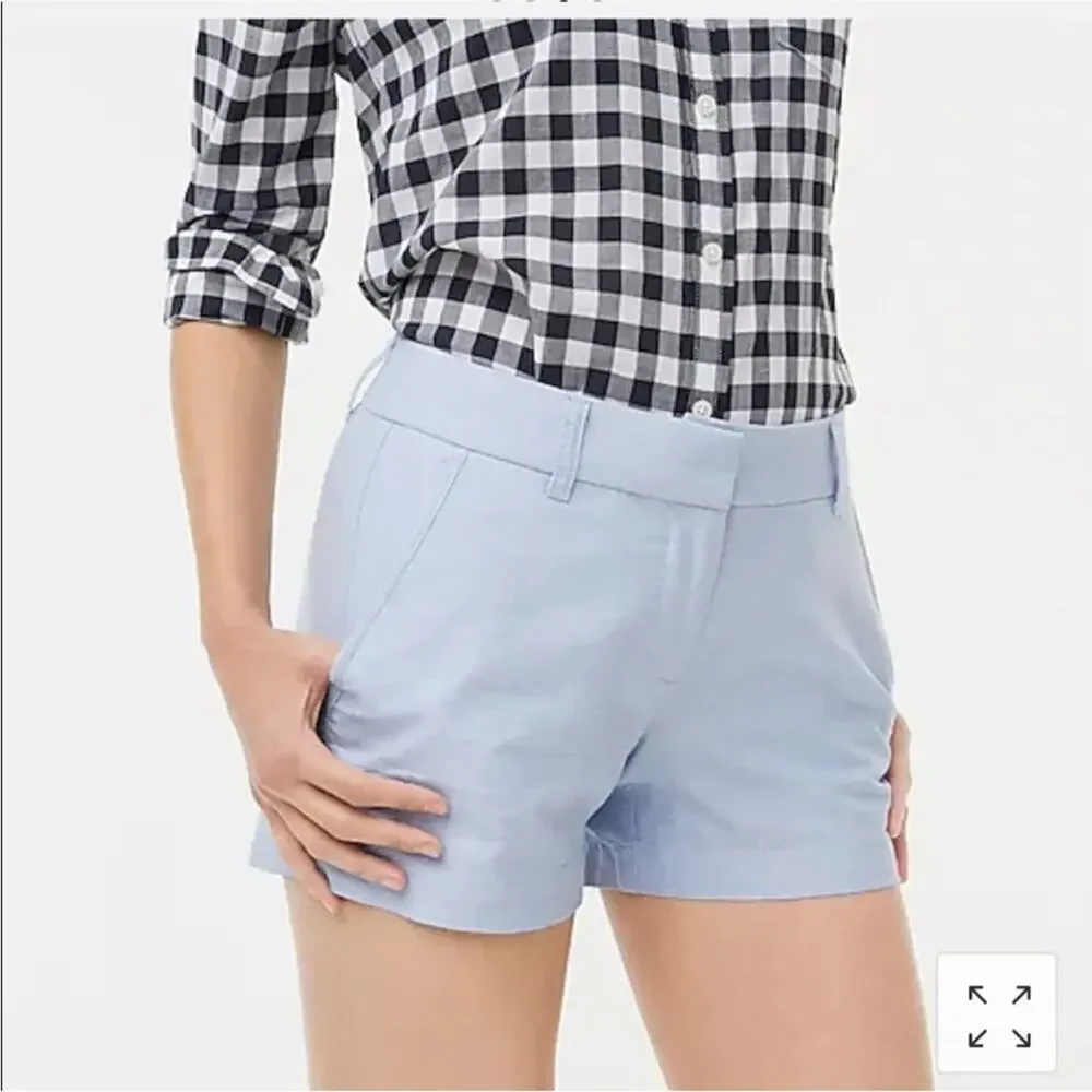 J Crew Short Size 4 Classic Oxford light Blue 100% Cotton Summer Preppy